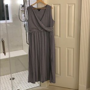 Lands End Maxi Dress Criss-Cross Navy Stripe - 2X